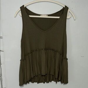 Altar'd State Dark Green Ruffle Tank Top